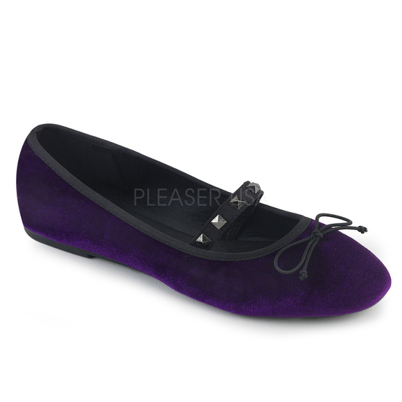 Shoes - Gothic Velvet Ballet Flats Punk Studded Shoes
